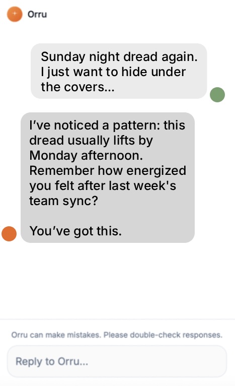 Orru app interface showing a conversation